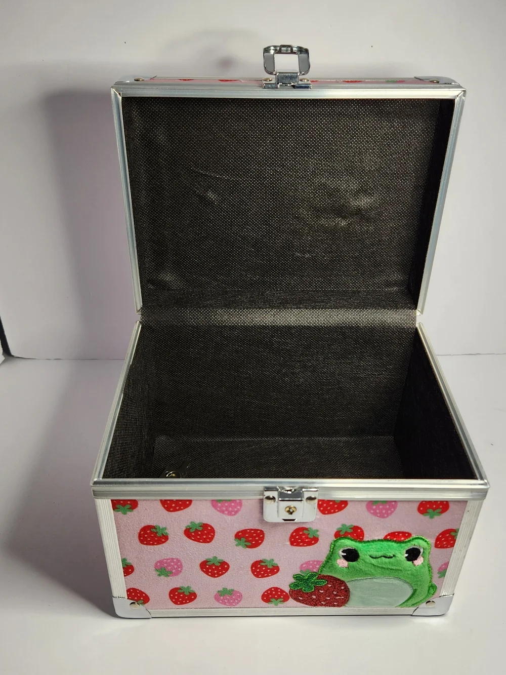 Claire's Pink Strawberry Locking Storage/Carry Case With Frog Decoration